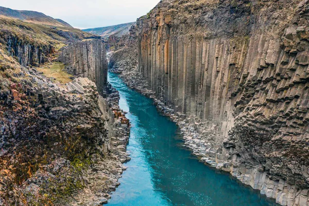 Stuðlagil basalt canyon