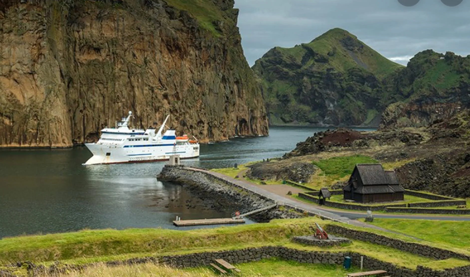 Ferry arriving at Heimaey harbour